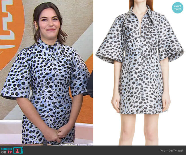 Ganni Leopard Jacquard Collar Dress