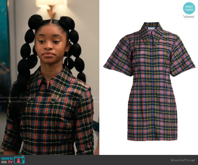 Ganni Plaid Cotton Minidress worn by Ashley Banks (Akira Akbar) on Bel-Air