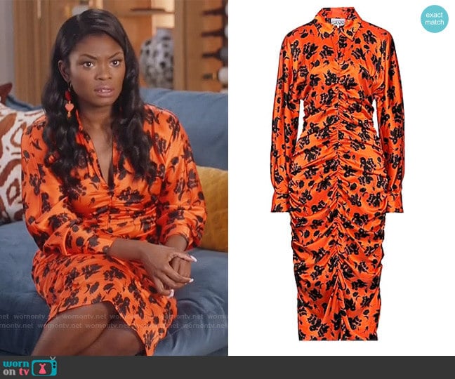 Ganni Floral Midi Dress worn by August King (Ebonee Noel) on The Kings of Napa