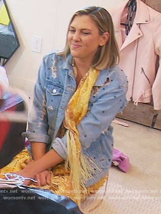 Gina’s distressed denim jacket on The Real Housewives of Orange County