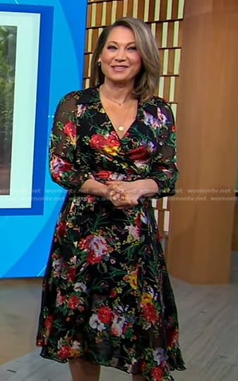Ginger’s black floral dress on Good Morning America