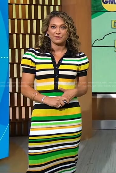Ginger’s multicolor striped polo dress on Good Morning America
