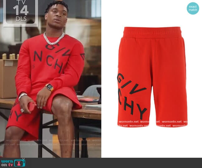 Givenchy Refracted Embroidered Shorts worn by Christian King (Ashlee Brian) on The Kings of Napa