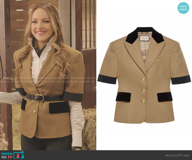 Gucci Short Sleeves Flannel Jacket worn by Fallon Carrington (Elizabeth Gillies) on Dynasty