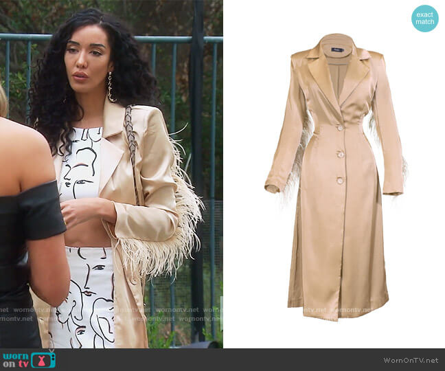 Hanifa Maliha Duster worn by Noella Bergener on The Real Housewives of Orange County