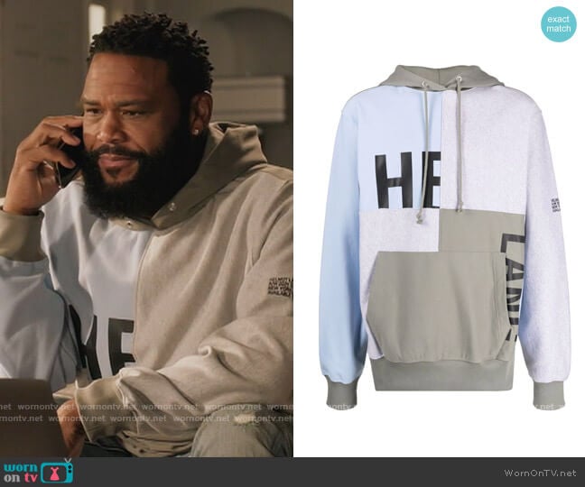 Helmut Lang Logo-print Pullover Hoodie worn by Andre Johnson (Anthony Anderson) on Black-ish