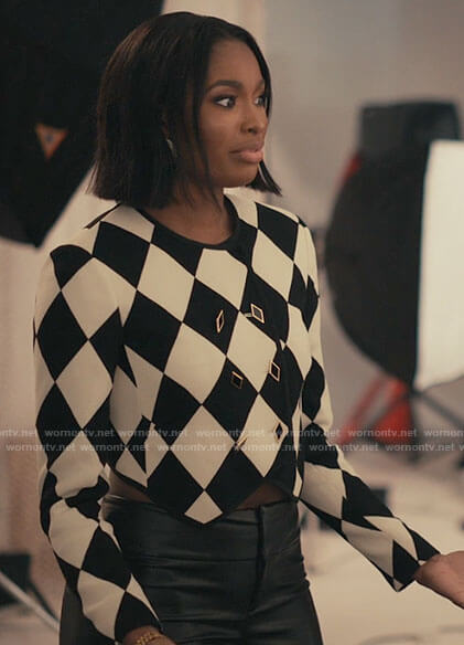 Hilary’s diamond patterned crop jacket on Bel-Air