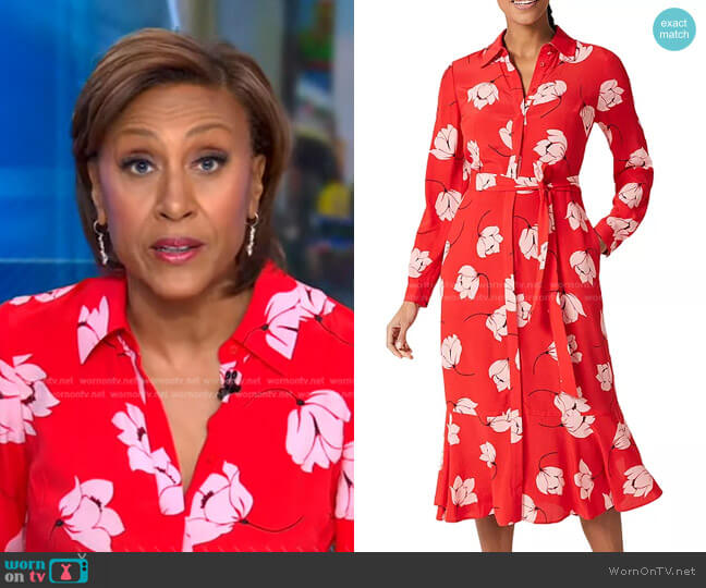 Hobbs London Orelia Floral Print Midi Dress worn by Robin Roberts on Good Morning America