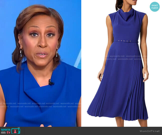 Hobbs London Sierra Cowl Neck Dress worn by Robin Roberts on Good Morning America