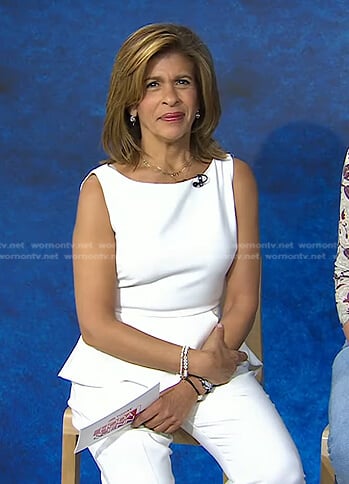 Hoda’s white peplum top and pants on Today