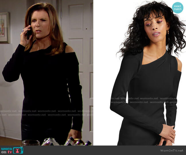 Asymmetrical Cold-Shoulder Sweater INC International Concepts worn by Sheila Carter (Kimberlin Brown) on The Bold and the Beautiful