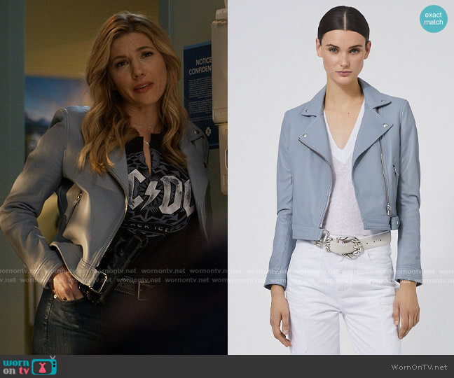 IRO Kolmar Jacket in Calm Blue worn by Jenny Hoyt (Katheryn Winnick) on Big Sky