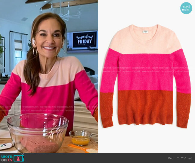 J. Crew Colorblock Crewneck Sweater in Extra-Soft Yarn worn by Joy Bauer on Today