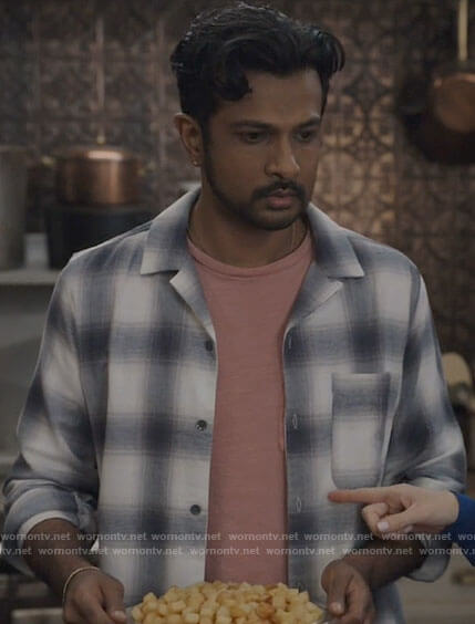 Jay’s white plaid shirt on Ghosts