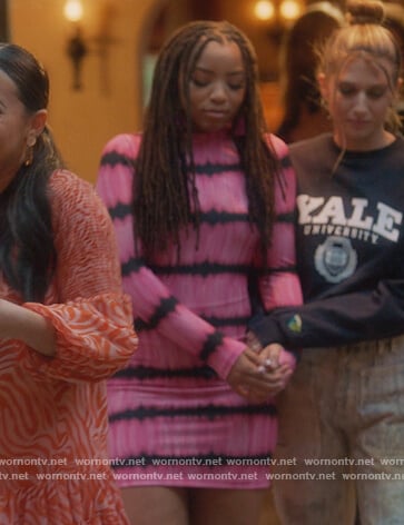 Ana’s pink tie dye dress on Grown-ish