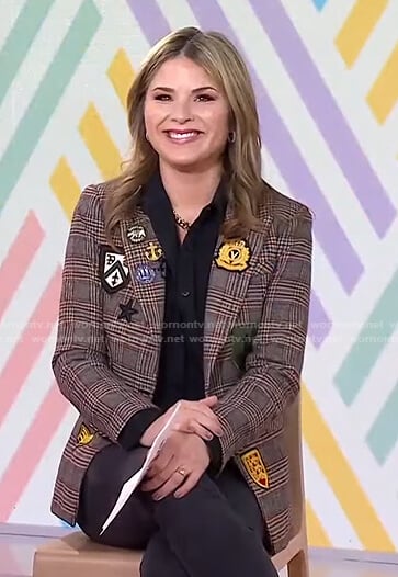 Jenna’s brown plaid patch blazer on Today