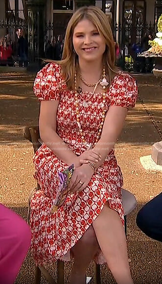 Jenna’s red apple print smocked dress on Today