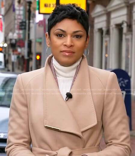 Jericka Duncan’s camel coat on CBS Mornings