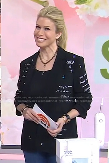 Jill’s black embellished printed blazer on Today