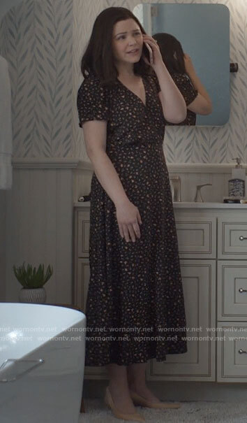 Jodie’s black floral maxi dress on Pivoting