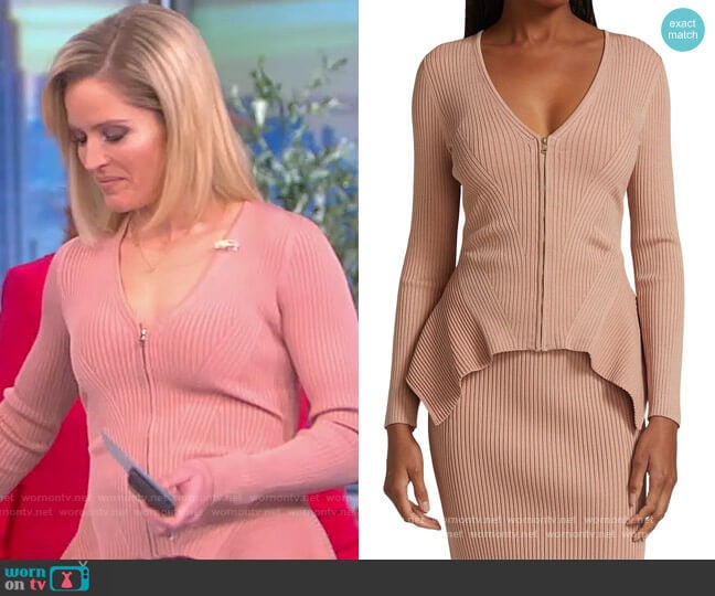 Jonathan Simkhai Helena Rib-Knit Zip Cardigan worn by Sara Haines on The View