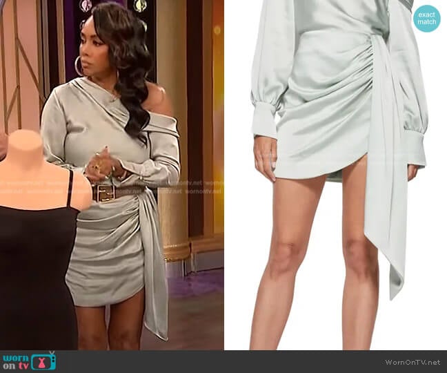 Jonathan Simkhai Mae Draped Satin Skirt in Lichen