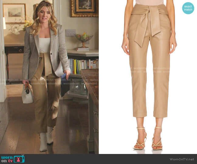 Jonathan Simkhai Tessa Vegan Leather Pant worn by Amanda Carrington (Eliza Bennett) on Dynasty