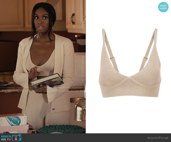 Jonathan Simkhai Aeris Knit Bralette worn by Hilary Banks (Coco Jones) on Bel-Air