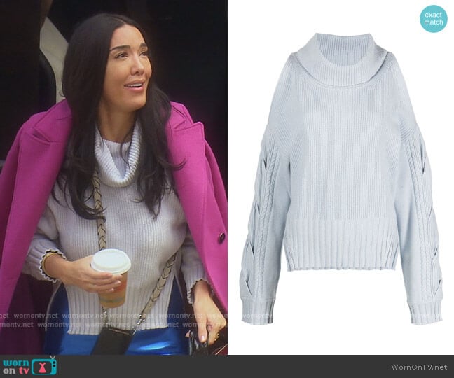 Jonathan Simkhai Chloe cold-shoulder jumper worn by Noella Bergener on The Real Housewives of Orange County
