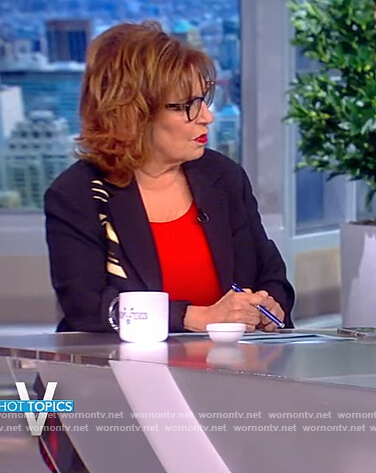 Joy’s black printed blazer on The View