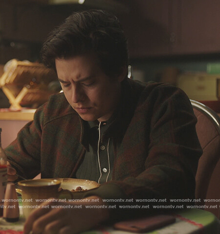 Jughead’s green polo and plaid jacket on Riverdale