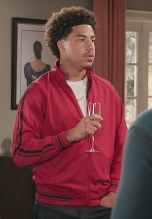 Junior’s red sleeve stripe jacket on Black-ish