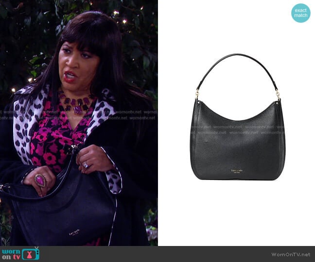 Kate Spade Large Roulette Leather Hobo Bag worn by Paulina Price (Jackée Harry) on Days of our Lives