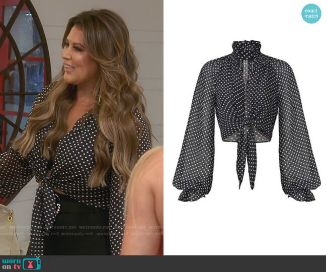 Katie May Gaining Traction Polka Dot Top worn by Emily Simpson on The Real Housewives of Orange County