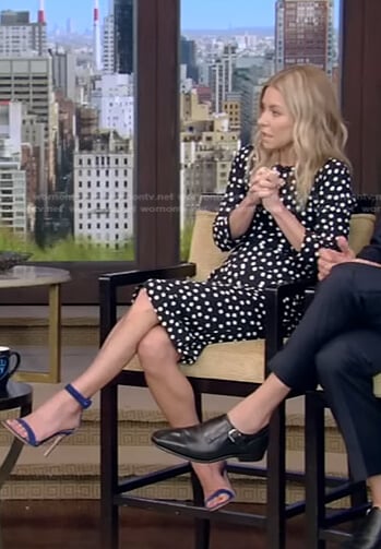 Kelly’s black polka dot dress on Live with Kelly and Ryan