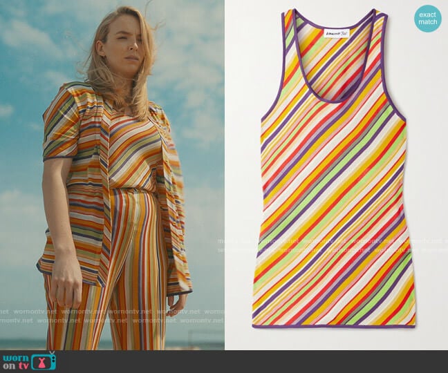 Kenneth Ize Stripe Silk Blend Tank worn by Villanelle (Jodie Comer) on Killing Eve