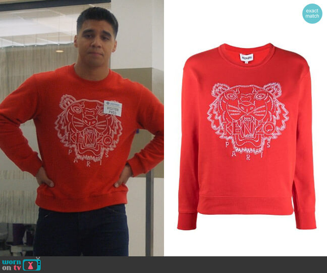 Kenzo Tiger Embroidered Sweatshirt worn by Vivek Shah (Jordan Buhat) on Grown-ish