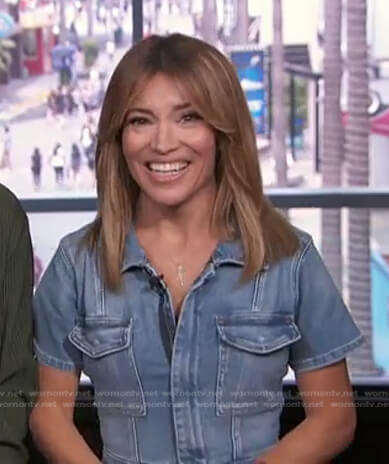 Kit’s short sleeve denim jumpsuit on Access Hollywood