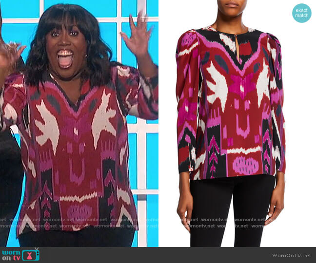 Kobi Halperin Catt Abstract Silk Blouse worn by Sheryl Underwood on The Talk