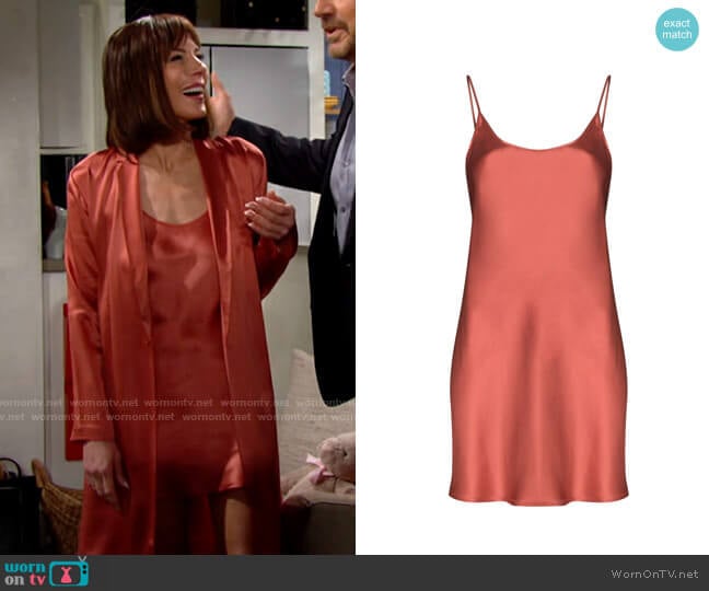 La Perla Scoop-neck silk slip nightdress worn by Taylor Hayes (Krista Allen) on The Bold and the Beautiful