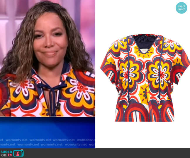 LA DoubleJ Ciccio hooded cotton-blend terry top worn by Sunny Hostin on The View