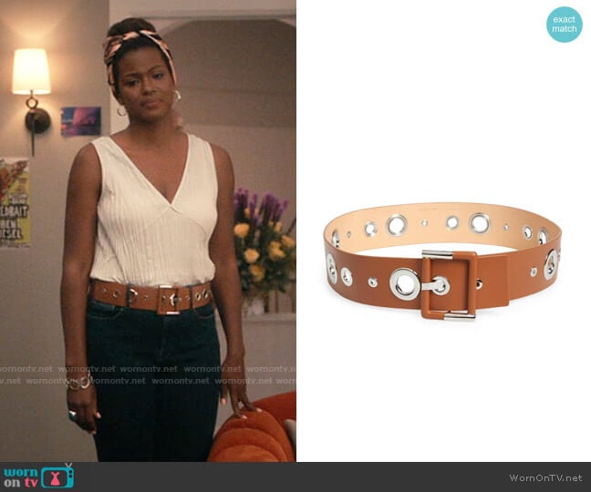 Lafayette 148 NY Grommet Leather Belt in Copper worn by Vivian Banks (Cassandra Freeman) on Bel-Air
