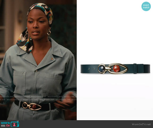 Lafayette 148 New York Seeing Eye Leather Belt w/ Stones worn by Vivian Banks (Cassandra Freeman) on Bel-Air