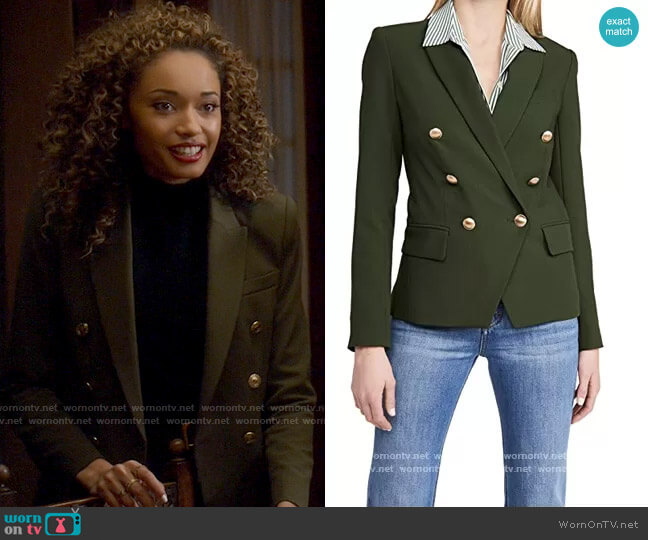 L'Agence Kenzie Blazer in Dark Moss worn by Astra Logue (Olivia Swann) on Legends of Tomorrow