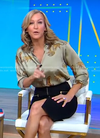 Lara’s green animal print blouse and black skirt on Good Morning America