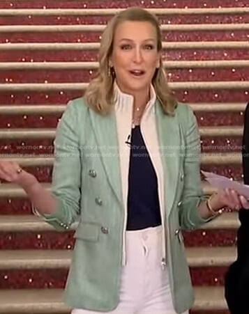 Lara’s green double breasted blazer on Good Morning America