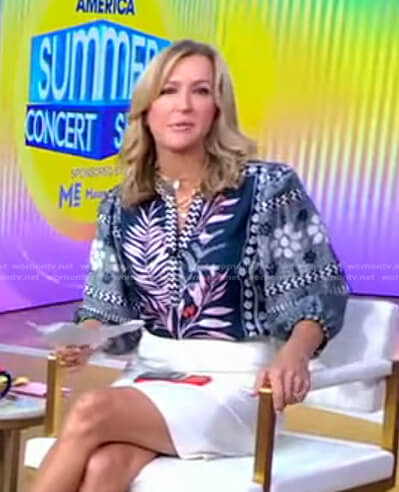 Lara’s floral v-neck blouse on Good Morning America
