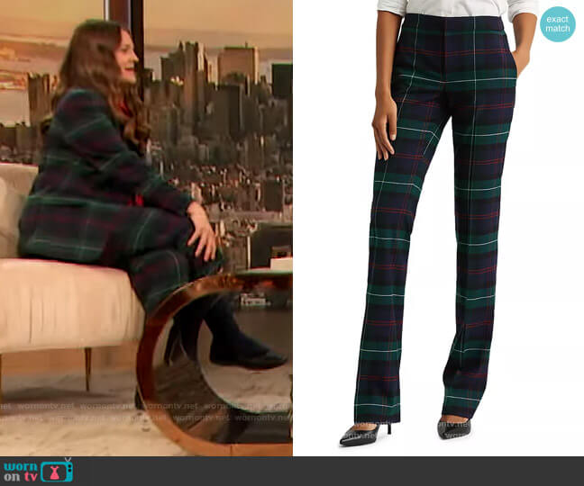 Ralph Lauren Plaid Pants worn by Drew Barrymore on The Drew Barrymore Show
