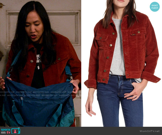 Lee Rider Corduroy Jacket in Burnt Henna Cord worn by Ellen (Tien Tran) on How I Met Your Father