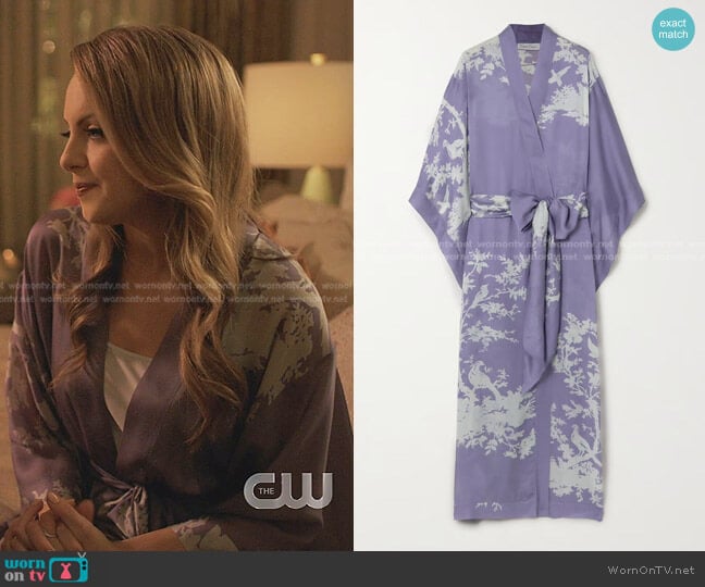 Carine Gilson Printed Silk Satin Robe worn by Fallon Carrington (Elizabeth Gillies) on Dynasty